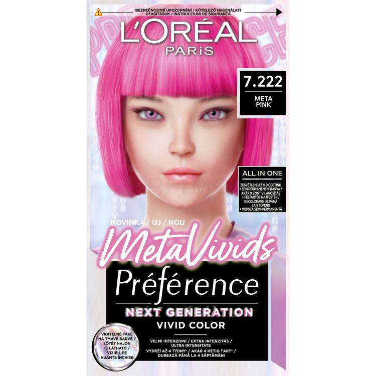 L&#039;Oréal Paris Préférence Meta Vivids Боя за коса за жени 75 ml Нюанс 7.222 Meta Pink