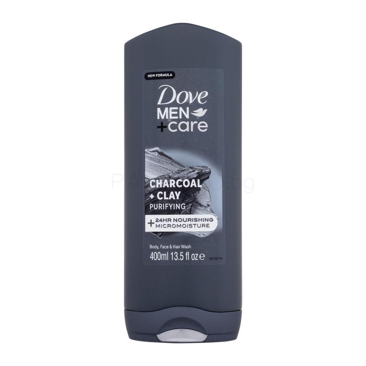 Dove Men + Care Charcoal + Clay Душ гел за мъже 400 ml