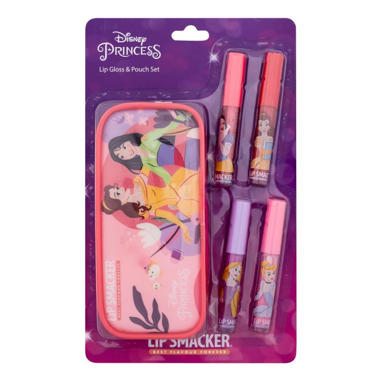 Lip Smacker Disney Princess Lip Gloss &amp; Pouch Set Подаръчен комплект гланц за устни 4 x 6 ml + козметична чантичка