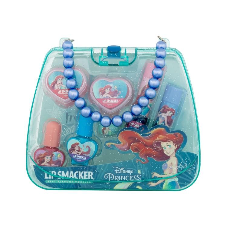 Lip Smacker Disney Princess Ariel Mini Makeup Bag Подаръчен комплект балсам за устни 2 x 3,4 g + кремообразен гланц за устни 2 x 2 g + лак за нокти 2 x 4,25 g + пръстен + пластмасова дамска чантичка