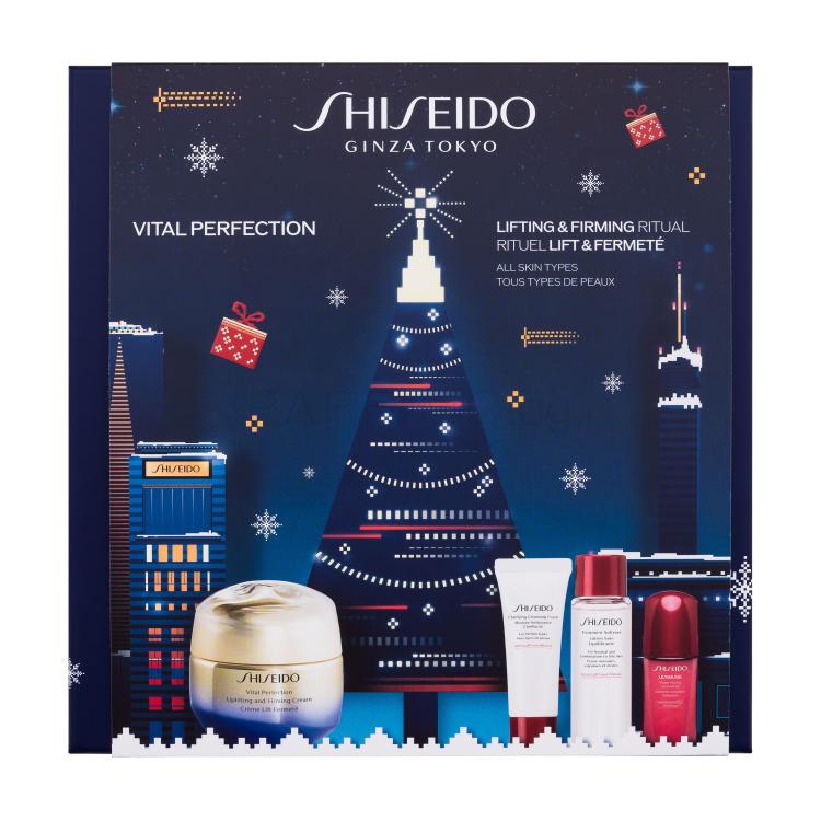 Shiseido Vital Perfection Lifting &amp; Firming Ritual Подаръчен комплект дневен крем за лице Vital Perfection 50 ml + почистваща пяна за лице Clarifying Cleansing Foam 15 ml + лосион за лице Treatment Lotion 30 ml + серум за лице Ultimune 10 ml