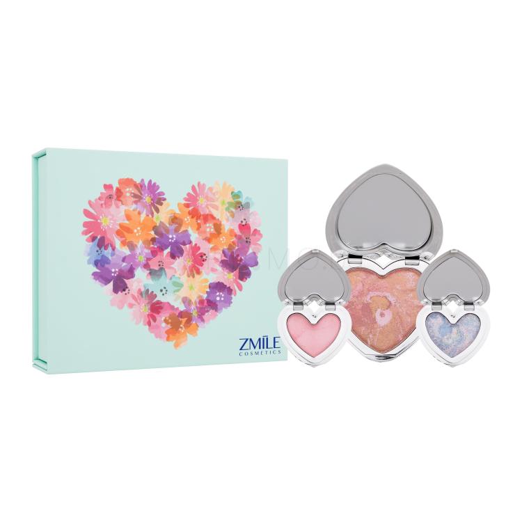 ZMILE COSMETICS Sweethearts Pastel Love Подаръчен комплект руж 6,3 г + сенки за очи 2,3 г + кремообразен гланц за устни 1,1 г