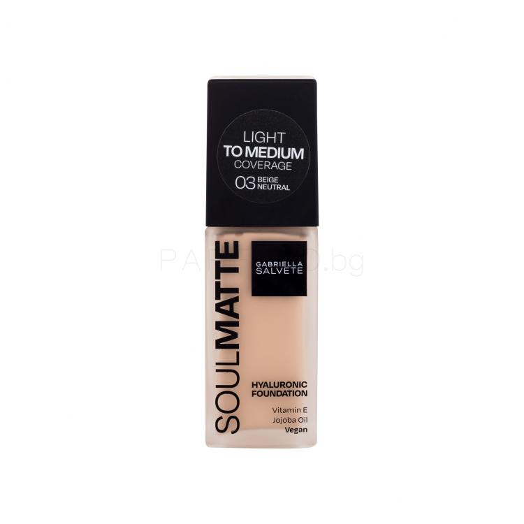 Gabriella Salvete Soulmatte Hyaluronic Foundation Фон дьо тен за жени 30 ml Нюанс 03N Beige Neutral
