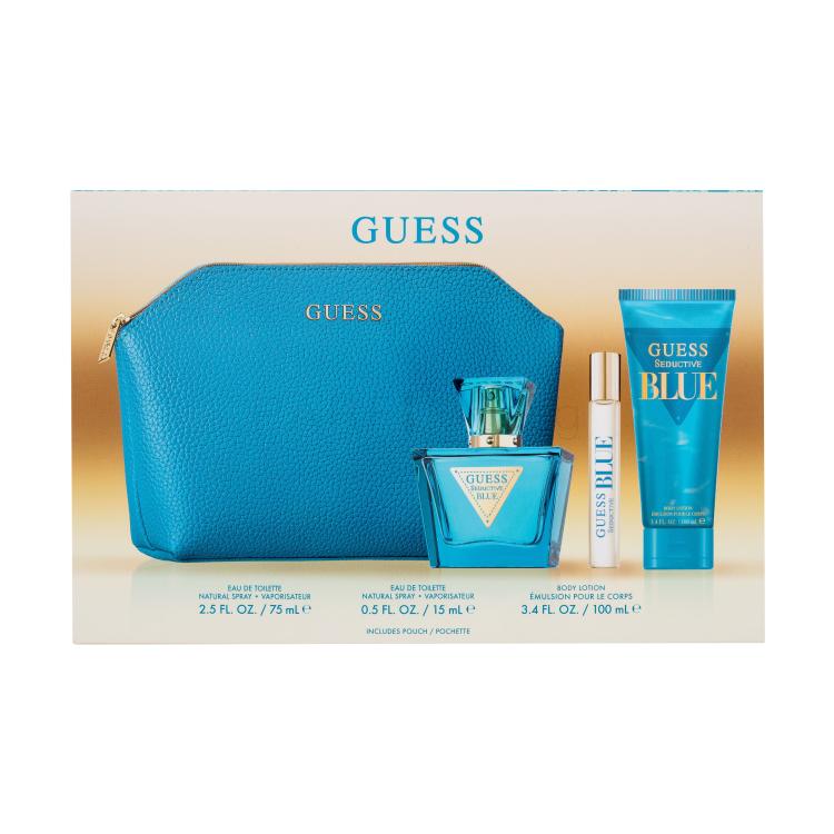 GUESS Seductive Blue Подаръчен комплект EDT 75 ml + EDT 15 ml + лосион за тяло 100 ml + козметична чанта