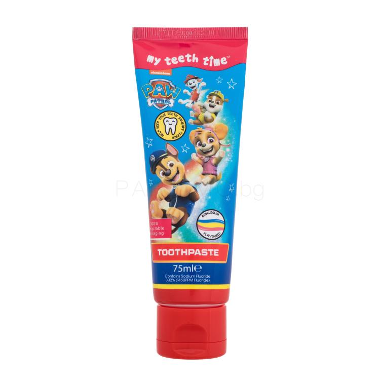 Nickelodeon Paw Patrol Toothpaste Bubblegum Паста за зъби за деца 75 ml