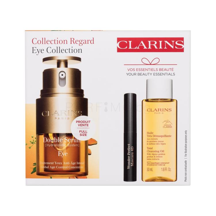 Clarins Double Serum Eye Collection Подаръчен комплект околоочен серум Double Serum Eye 20 ml + почистване на грим Total Cleansing Oil 50 ml + спирала Wonder Perfect Mascara 4D 3 ml 01 Perfect Black