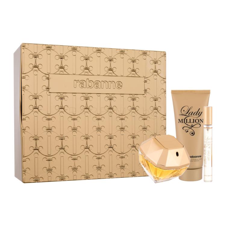 Paco Rabanne Lady Million Подаръчен комплект EDP 80 ml + лосион за тяло 100 ml + EDP 10 ml + метална кутия