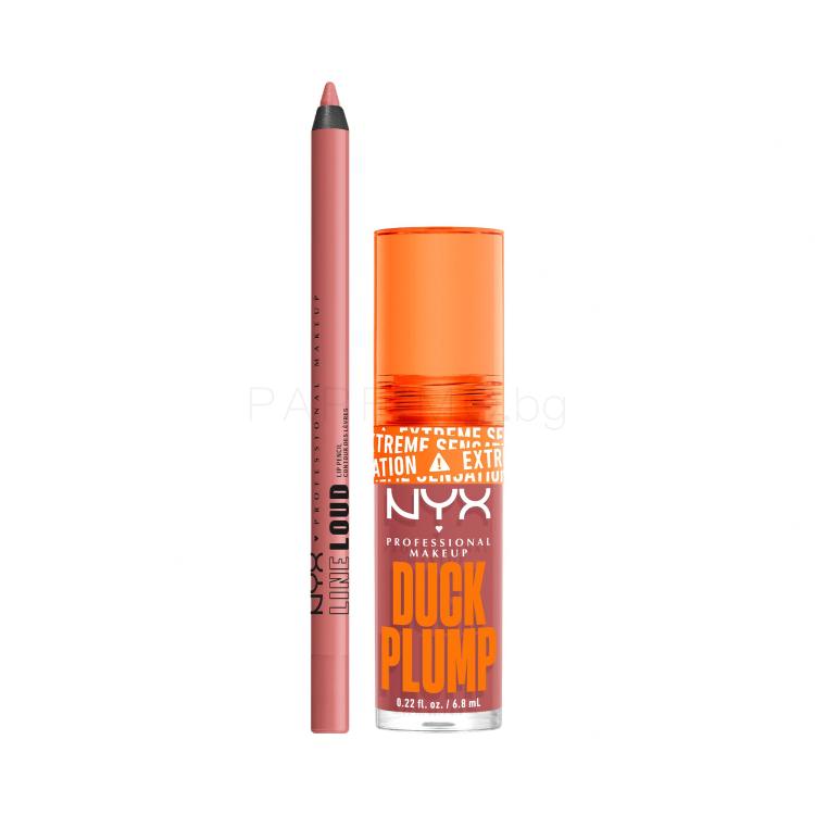 Пакет с отстъпка Блясък за устни NYX Professional Makeup Duck Plump + Молив за устни NYX Professional Makeup Line Loud