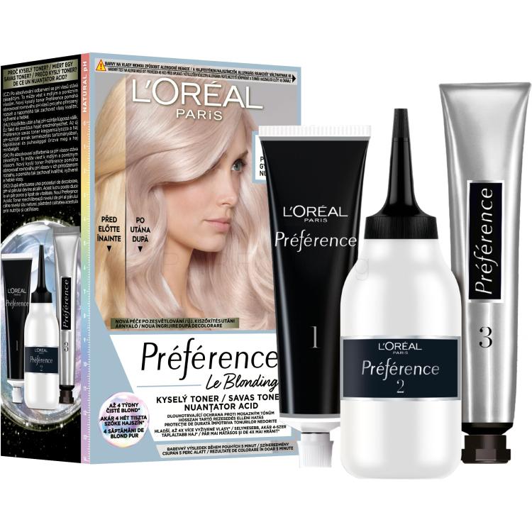 L&#039;Oréal Paris Préférence Le Blonding Toner Боя за коса за жени 60 ml Нюанс Platinum Pearl