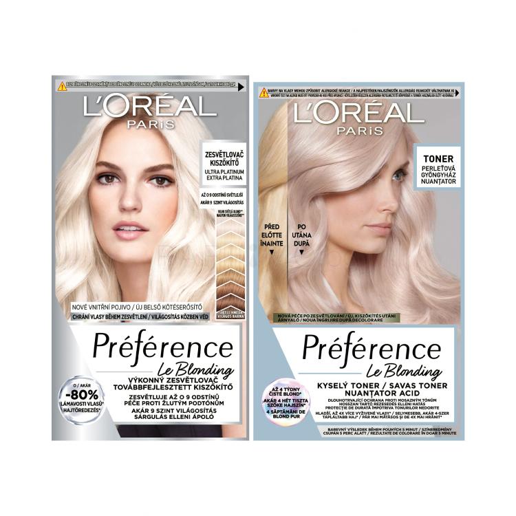 Пакет с отстъпка Боя за коса L&#039;Oréal Paris Préférence Les Blondissimes + Боя за коса L&#039;Oréal Paris Préférence Le Blonding Toner
