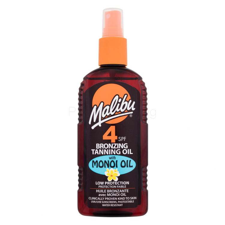 Malibu Bronzing Tanning Oil Monoi Oil SPF4 Слънцезащитна козметика за тяло за жени 200 ml