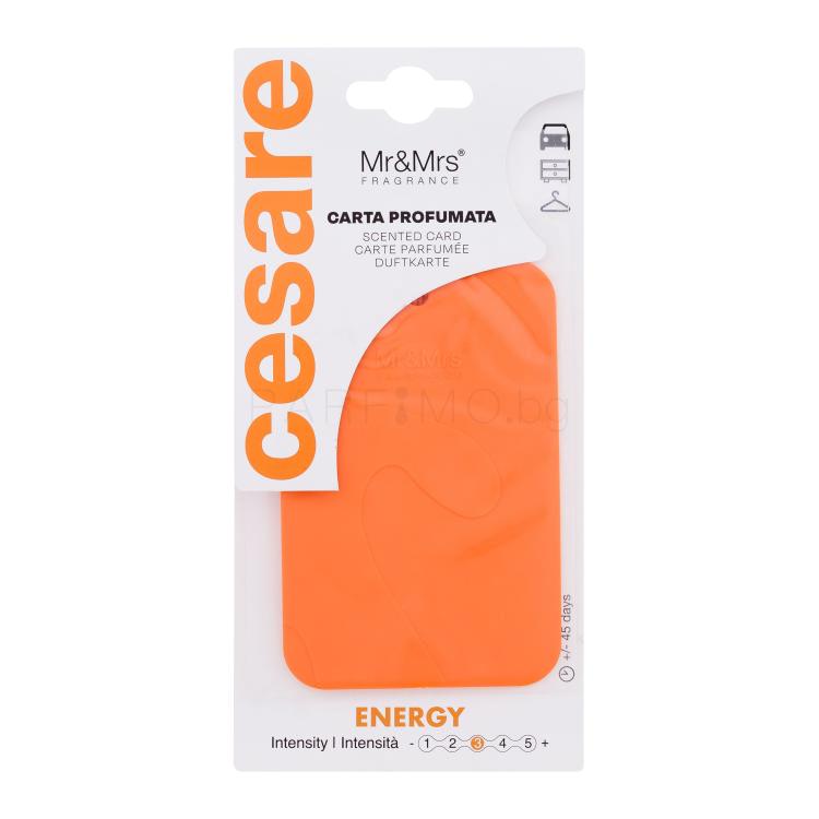 Mr&amp;Mrs Fragrance Cesare Scented Card Energy Ароматизатор за автомобил 1 бр