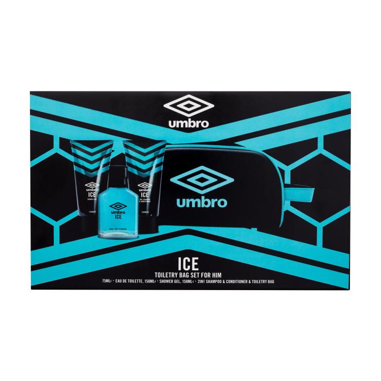 UMBRO Ice Подаръчен комплект EDT 75 ml + душ гел 150 ml + шампоан и балсам 2в1 150 ml + козметична чанта увредена кутия