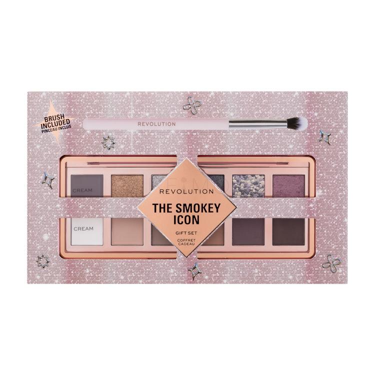 Makeup Revolution London The Smokey Icon Gift Set Подаръчен комплект палитра сенки за очи 8,4 г + четка за сенки за очи