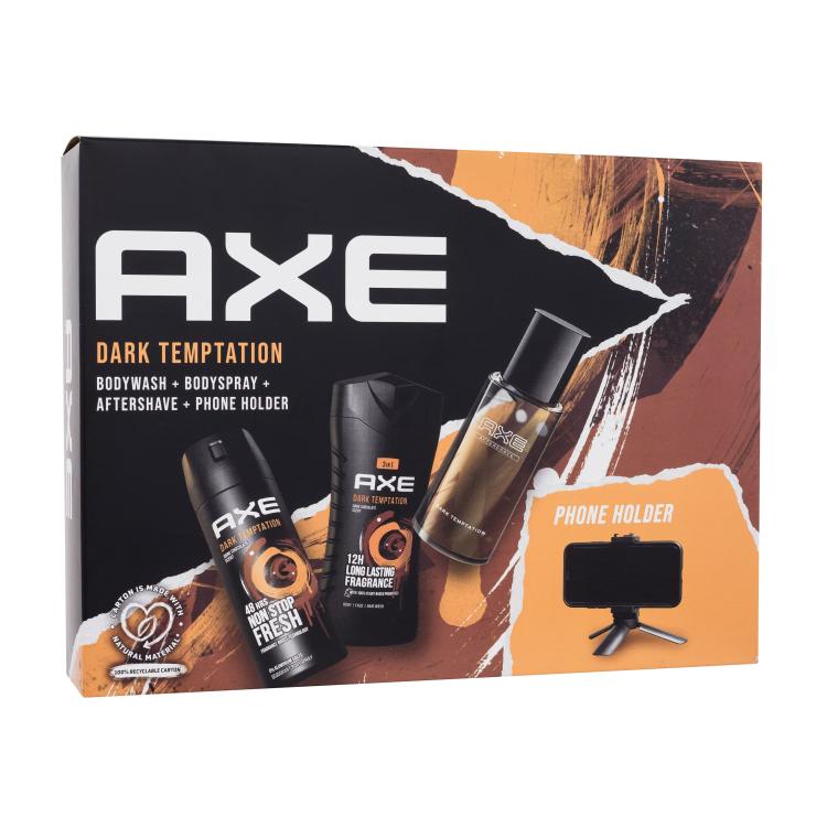 Axe Dark Temptation Подаръчен комплект душ гел 250 ml + дезодорант 150 ml + афтършейв 100 ml + държач за телефон увредена кутия