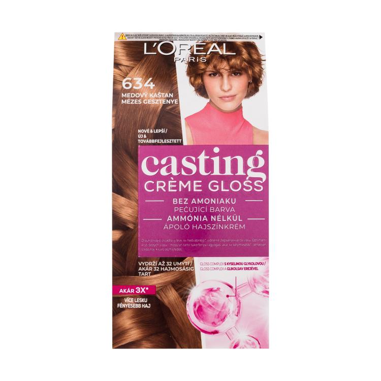 L&#039;Oréal Paris Casting Creme Gloss Боя за коса за жени 48 ml Нюанс 634 Honey Chestnut