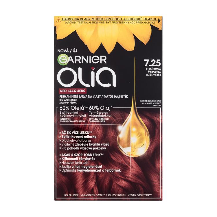 Garnier Olia Red Lacquers Боя за коса за жени 60 g Нюанс 7.25 Ruby Red