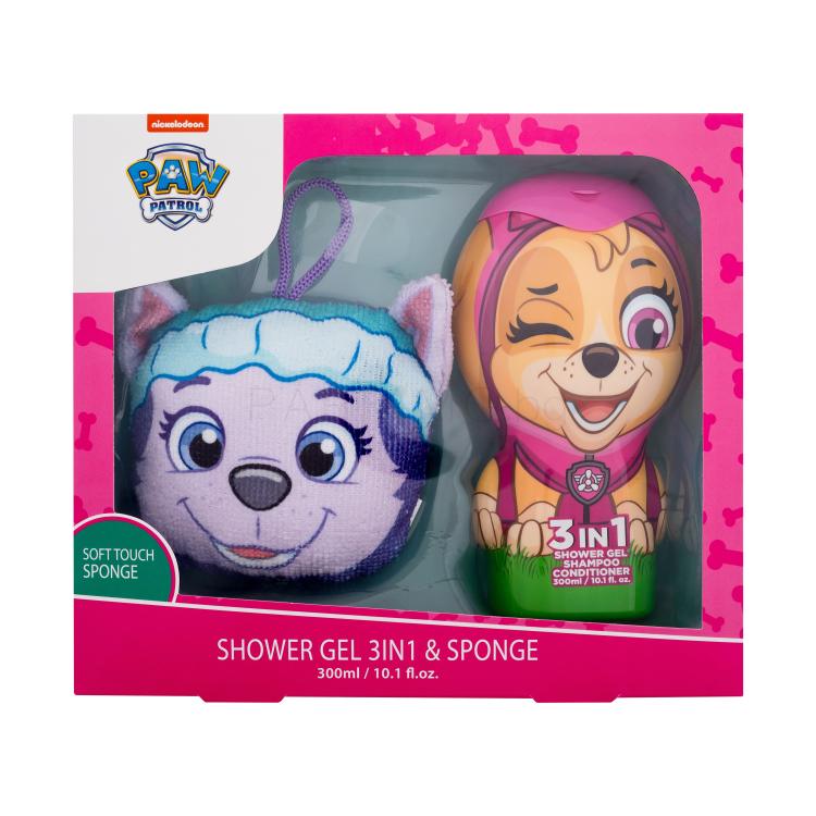Nickelodeon Paw Patrol Skye 3in1 Shower Gel, Shampoo &amp; Conditioner Подаръчен комплект душ гел, шампоан и балсам 300 мл + гъба за баня увредена кутия