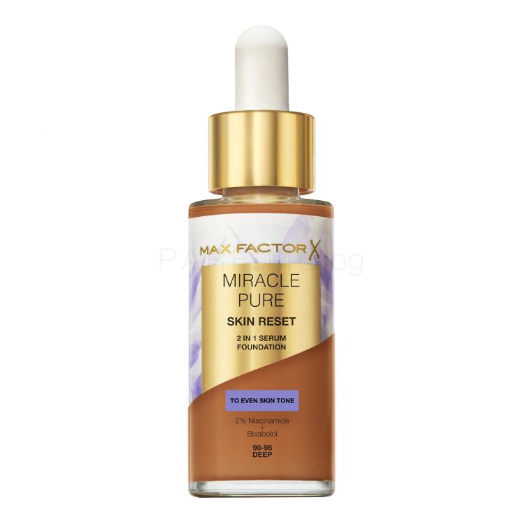 Max Factor Miracle Pure Skin Reset 2in1 Serum Foundation Фон дьо тен за жени 30 ml Нюанс 90-95 Deep