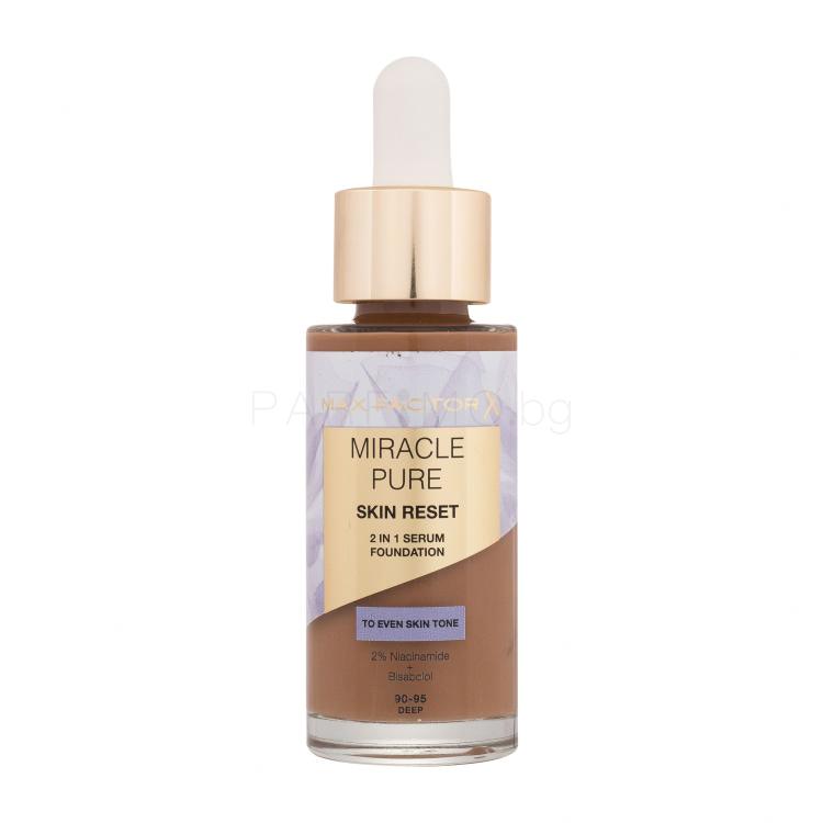 Max Factor Miracle Pure Skin Reset 2in1 Serum Foundation Фон дьо тен за жени 30 ml Нюанс 90-95 Deep