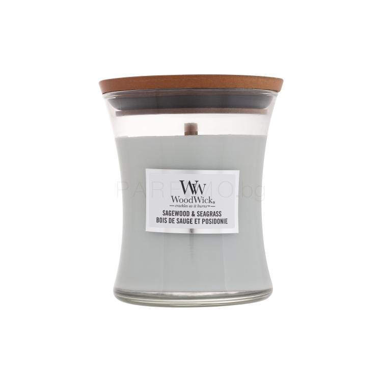 WoodWick Sagewood &amp; Seagrass Ароматна свещ 275 g