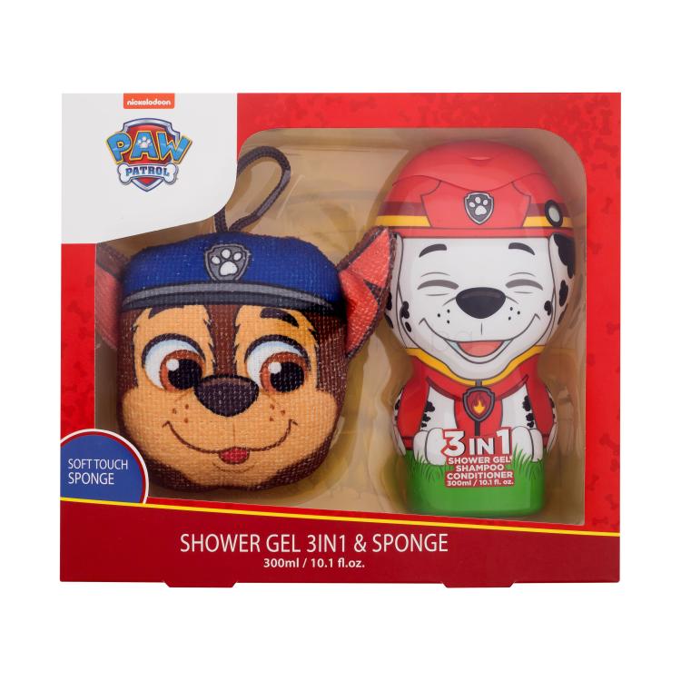 Nickelodeon Paw Patrol Marshall 3in1 Shower Gel, Shampoo &amp; Conditioner Подаръчен комплект душ гел, шампоан и балсам 300 мл + гъба за баня увредена кутия