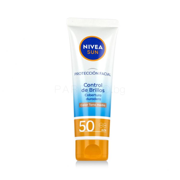 Nivea Sun UV Face Shine Control BB SPF50 Слънцезащитен продукт за лице за жени 50 ml Нюанс Medium
