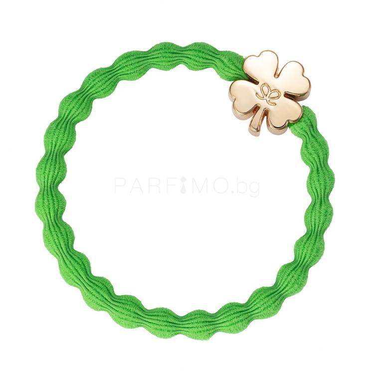 By Eloise London Gold Clover Leaf Ластик за коса за жени 1 бр Нюанс Apple Green