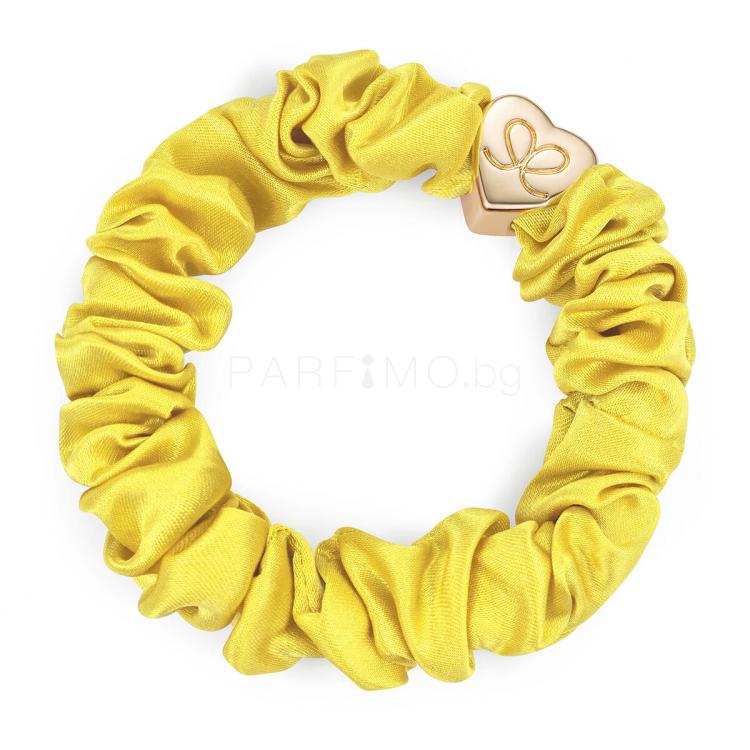 By Eloise London Silk Scrunchie Gold Heart Ластик за коса за жени 1 бр Нюанс Mellow Yellow