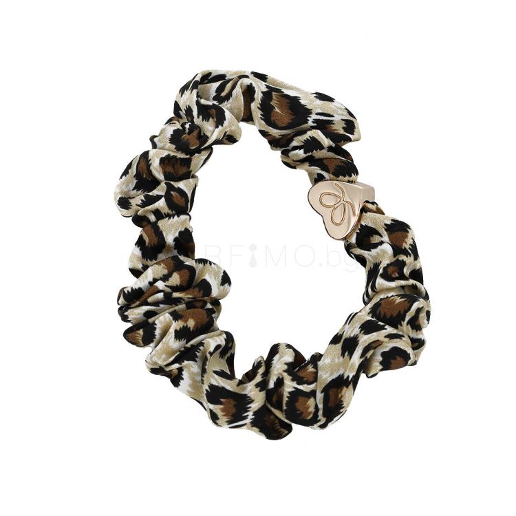 By Eloise London Silk Scrunchie Gold Heart Ластик за коса за жени 1 бр Нюанс Leopard