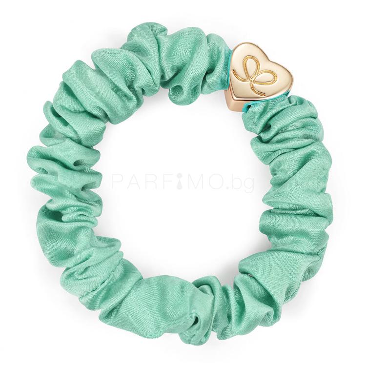 By Eloise London Silk Scrunchie Gold Heart Ластик за коса за жени 1 бр Нюанс Mint