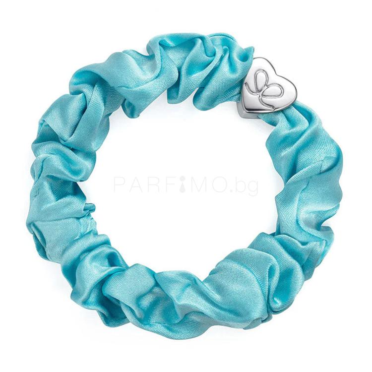 By Eloise London Silk Scrunchie Silver Heart Ластик за коса за жени 1 бр Нюанс Turquoise