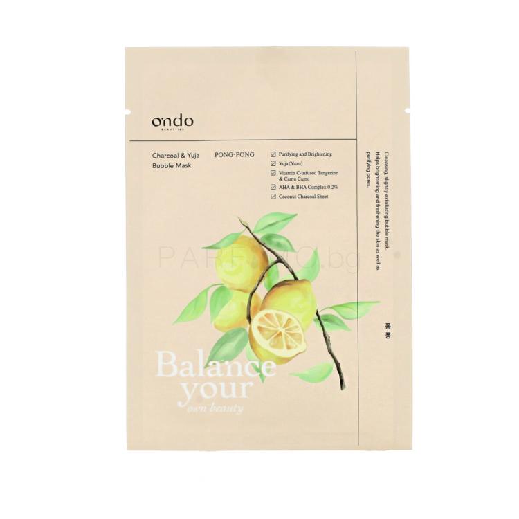 Ondo Beauty 36.5 PONG-PONG Charcoal and Yuja Bubble Mask Маска за лице 25 g
