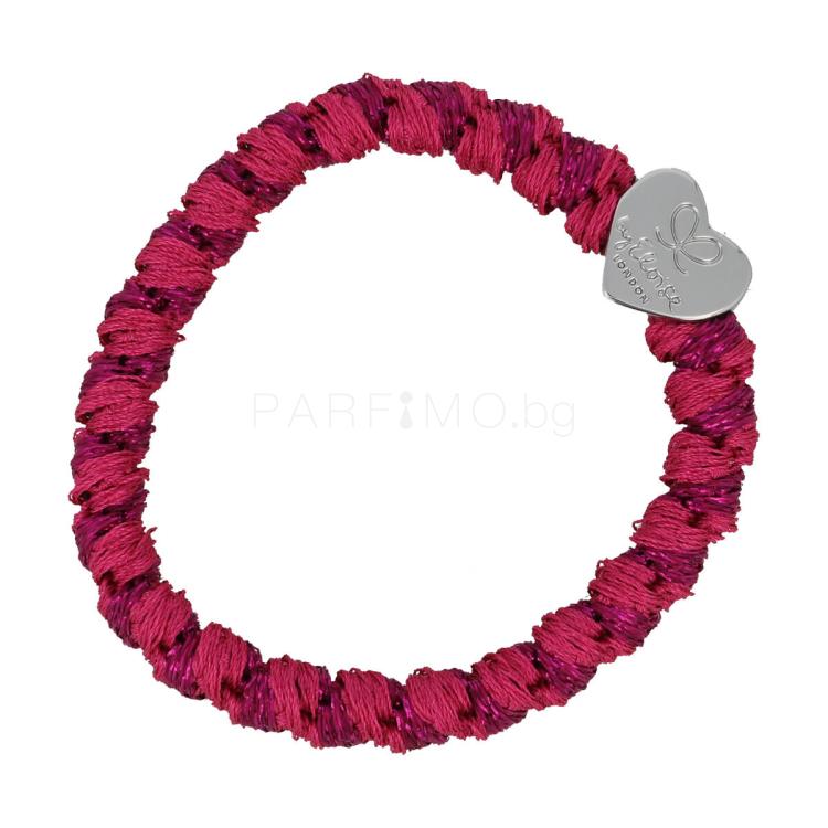 By Eloise London Woven Silver Heart Ластик за коса за жени 1 бр Нюанс Magenta