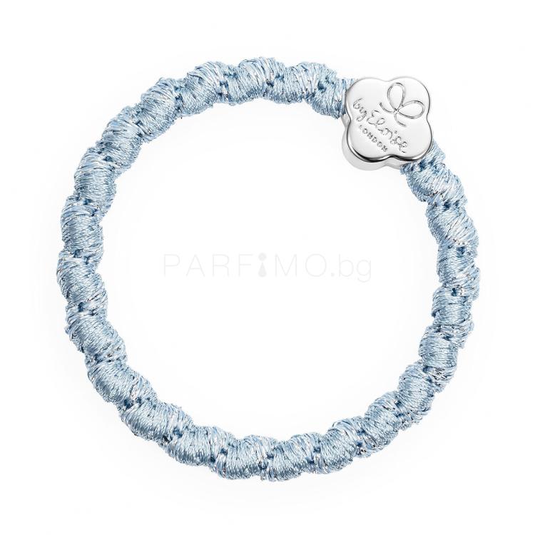 By Eloise London Woven Silver Quatrefoil Ластик за коса за жени 1 бр Нюанс Faded Denim