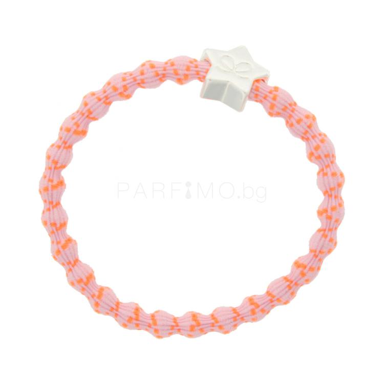 By Eloise London Silver Star Ластик за коса за жени 1 бр Нюанс Orange on Pink