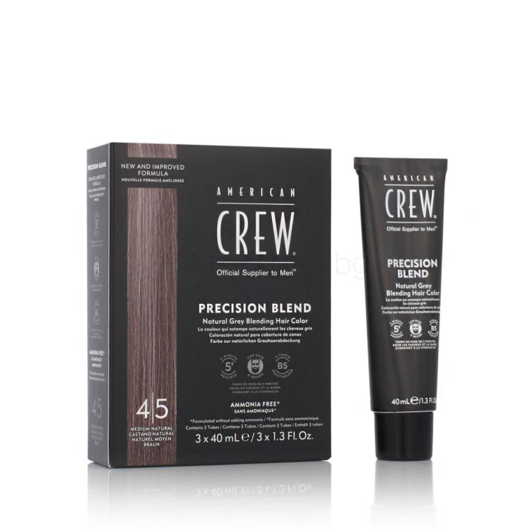 American Crew Precision Blend Natural Grey Blending Hair Color Боя за коса за мъже 3x40 ml Нюанс 4/5 Medium Natural