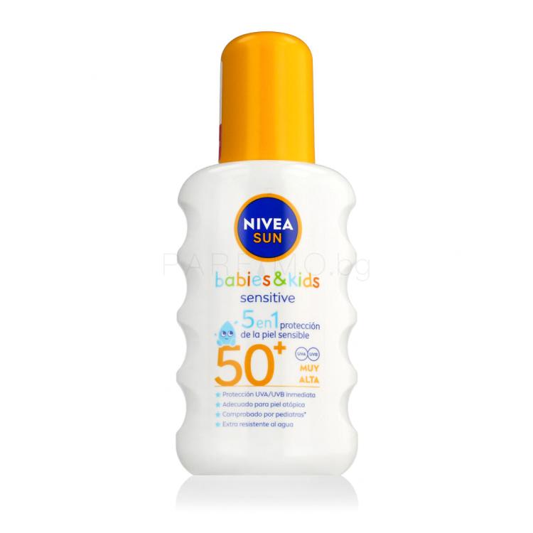 Nivea Sun Babies &amp; Kids Sensitive Protect Spray SPF50+ Слънцезащитна козметика за тяло за деца 200 ml