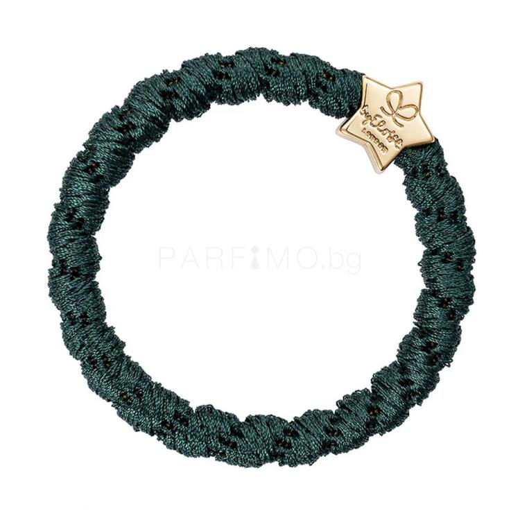 By Eloise London Woven Gold Star Ластик за коса за жени 1 бр Нюанс Bottle Green