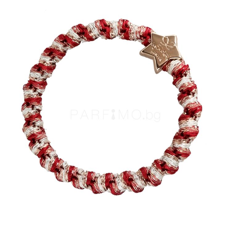By Eloise London Woven Gold Star Ластик за коса за жени 1 бр Нюанс Candy Cane
