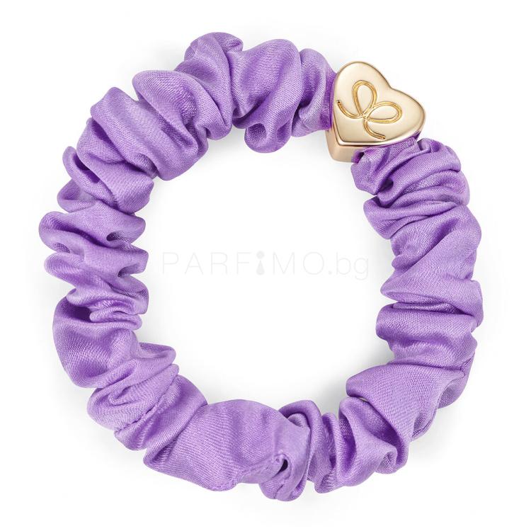 By Eloise London Silk Scrunchie Gold Heart Ластик за коса за жени 1 бр Нюанс Lilac