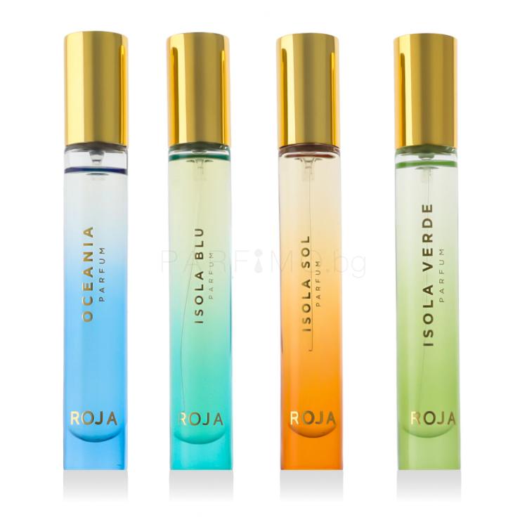 Roja Parfums Isola Travel Collection Подаръчен комплект парфюм Isola Verde 10 ml + парфюм Isola Blu 10 ml + парфюм Isola Sol 10 ml + парфюм Oceania 10 ml