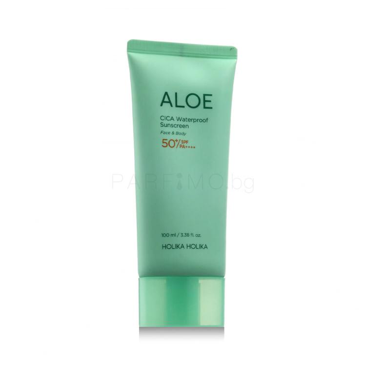 Holika Holika Aloe CICA Waterproof Sunscreen SPF50+ Слънцезащитен продукт за лице 100 ml