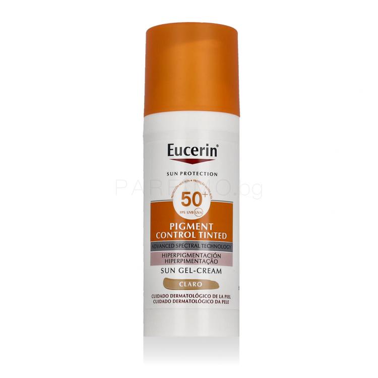 Eucerin Sun Protection Pigment Control Tinted Gel-Cream SPF50+ Слънцезащитен продукт за лице за жени 50 ml Нюанс Light