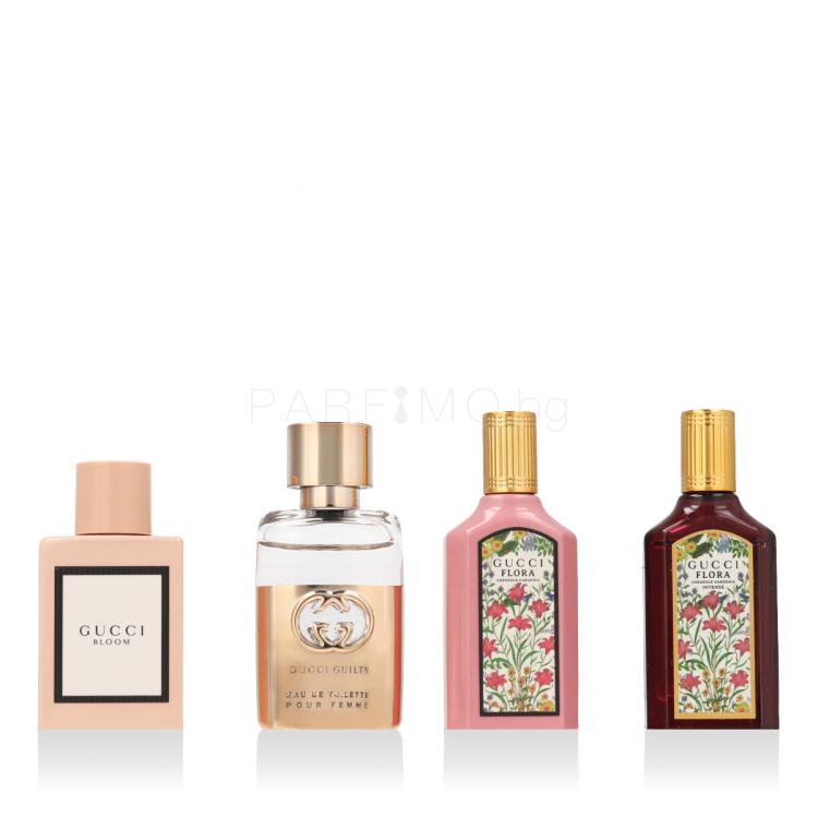Gucci Mini Set Подаръчен комплект EDP Bloom 5 ml + EDP Flora Gorgeous Gardenia 5 ml + EDP Flora Gorgeous Gardenia Intense 5 ml + EDT Guilty Pour Femme 5 ml