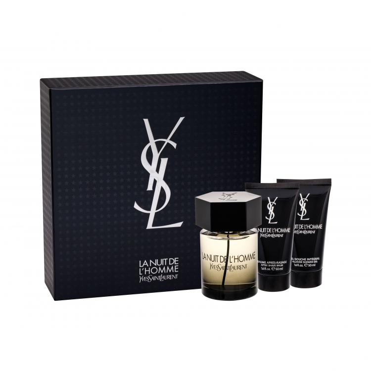 Yves Saint Laurent La Nuit De L&#039;Homme Подаръчен комплект EDT 100 ml + балсам за след бръснене 50 ml + душ гел 50 ml