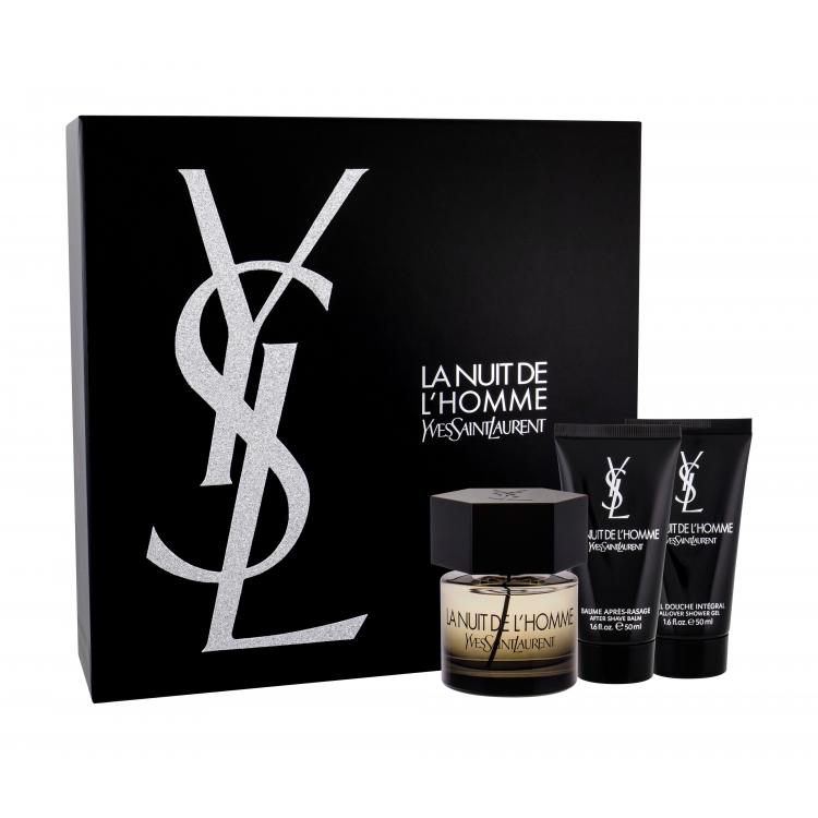 Yves Saint Laurent La Nuit De L&#039;Homme Подаръчен комплект EDT 60 ml + балсам за след бръснене 50 ml + душ гел 50 ml