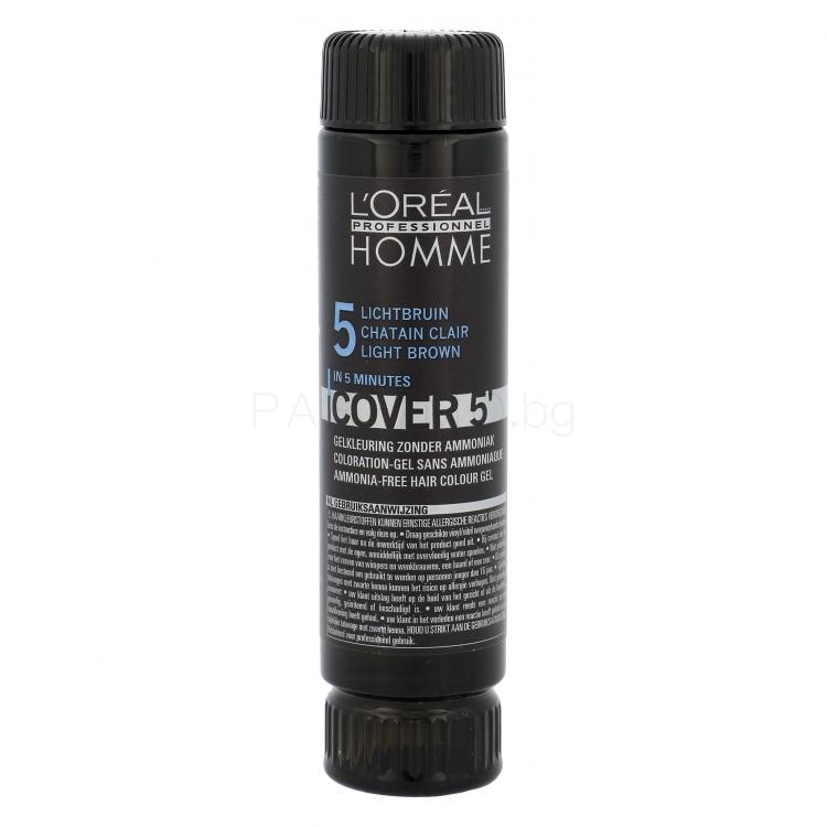 L&#039;Oréal Professionnel Homme Cover 5´ Боя за коса за мъже 3x50 ml Нюанс 5 Light Brown