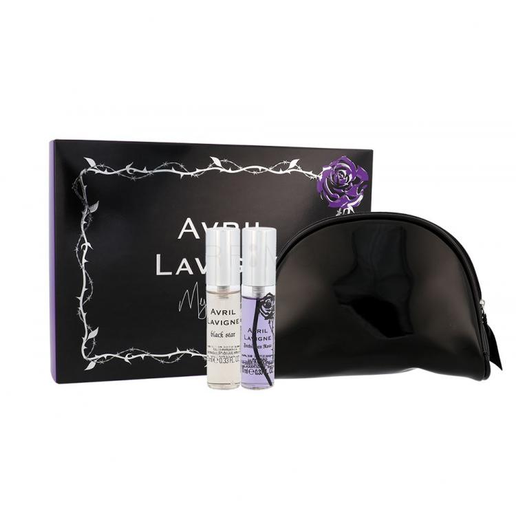 Avril Lavigne Mini Set Подаръчен комплект EDP Black Star 10 ml + EDP Forbidden Rose 10 ml + козметична чанта
