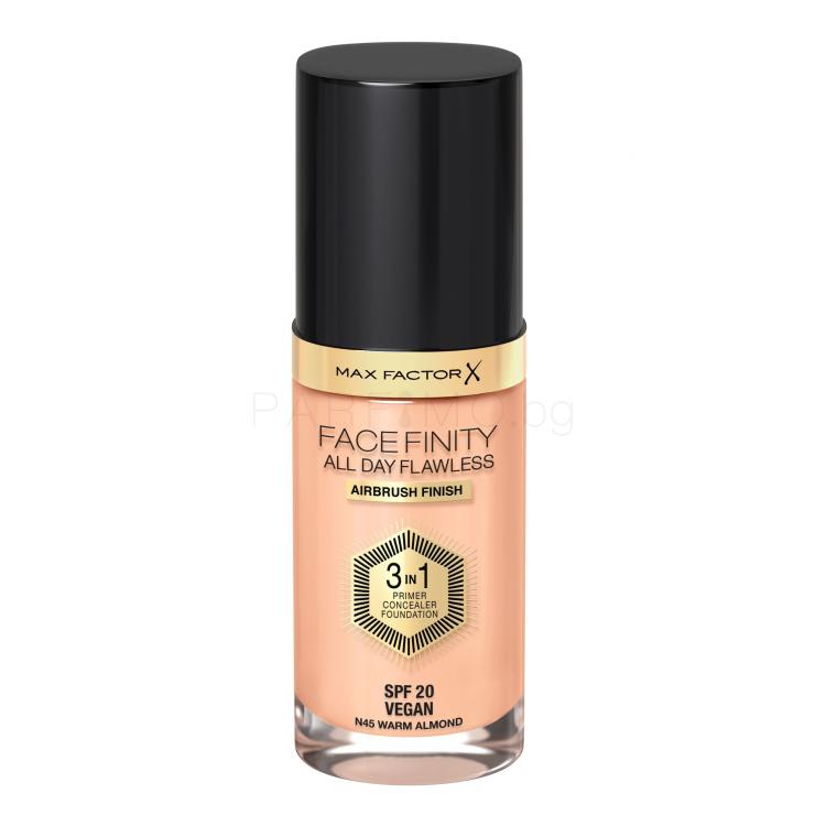Max Factor Facefinity All Day Flawless SPF20 Фон дьо тен за жени 30 ml Нюанс N45 Warm Almond
